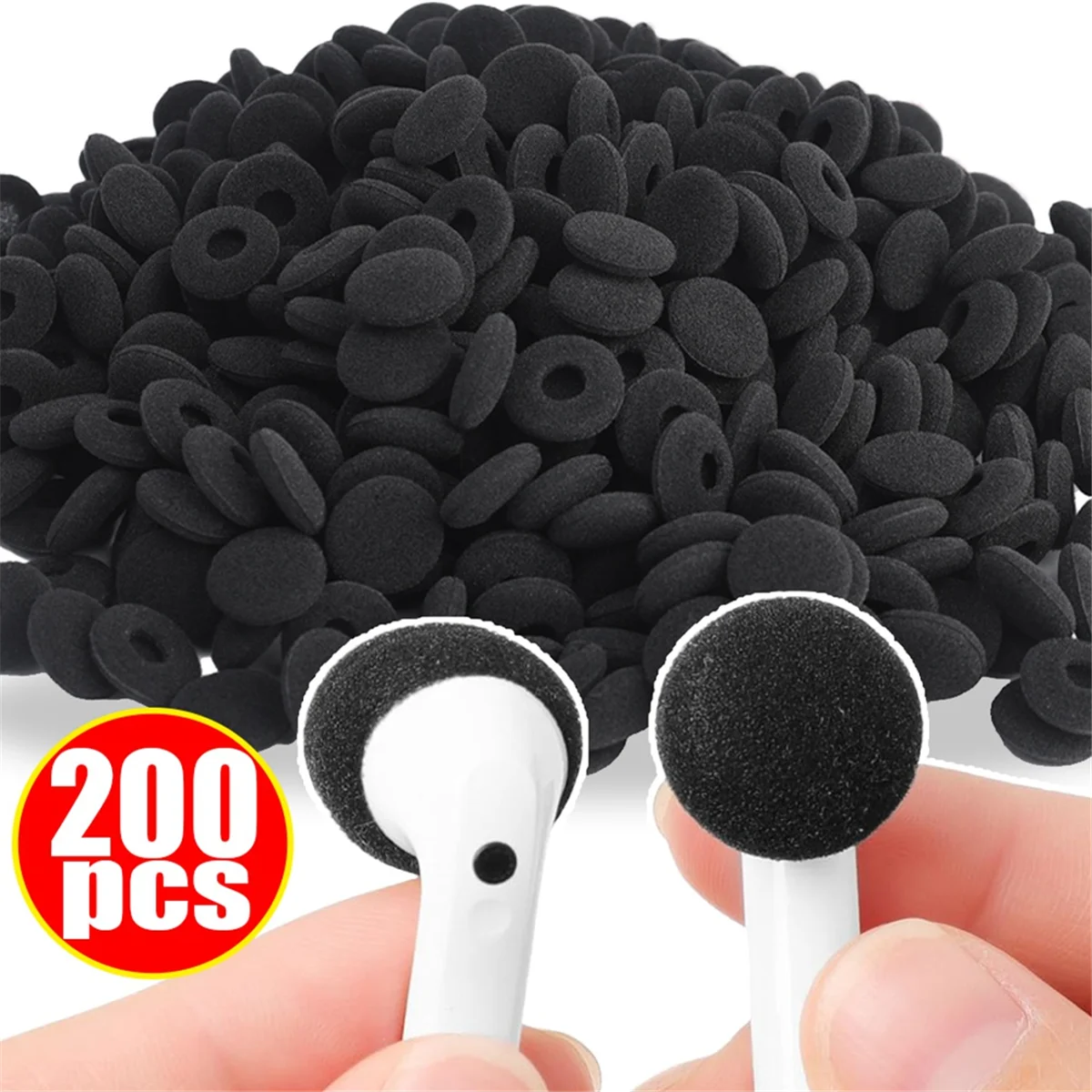 A06M-200PCS Replacement Ear Tips Headsets Earbuds Soft Sponge Foam Protective Sleeve Headphone Protector Cover White