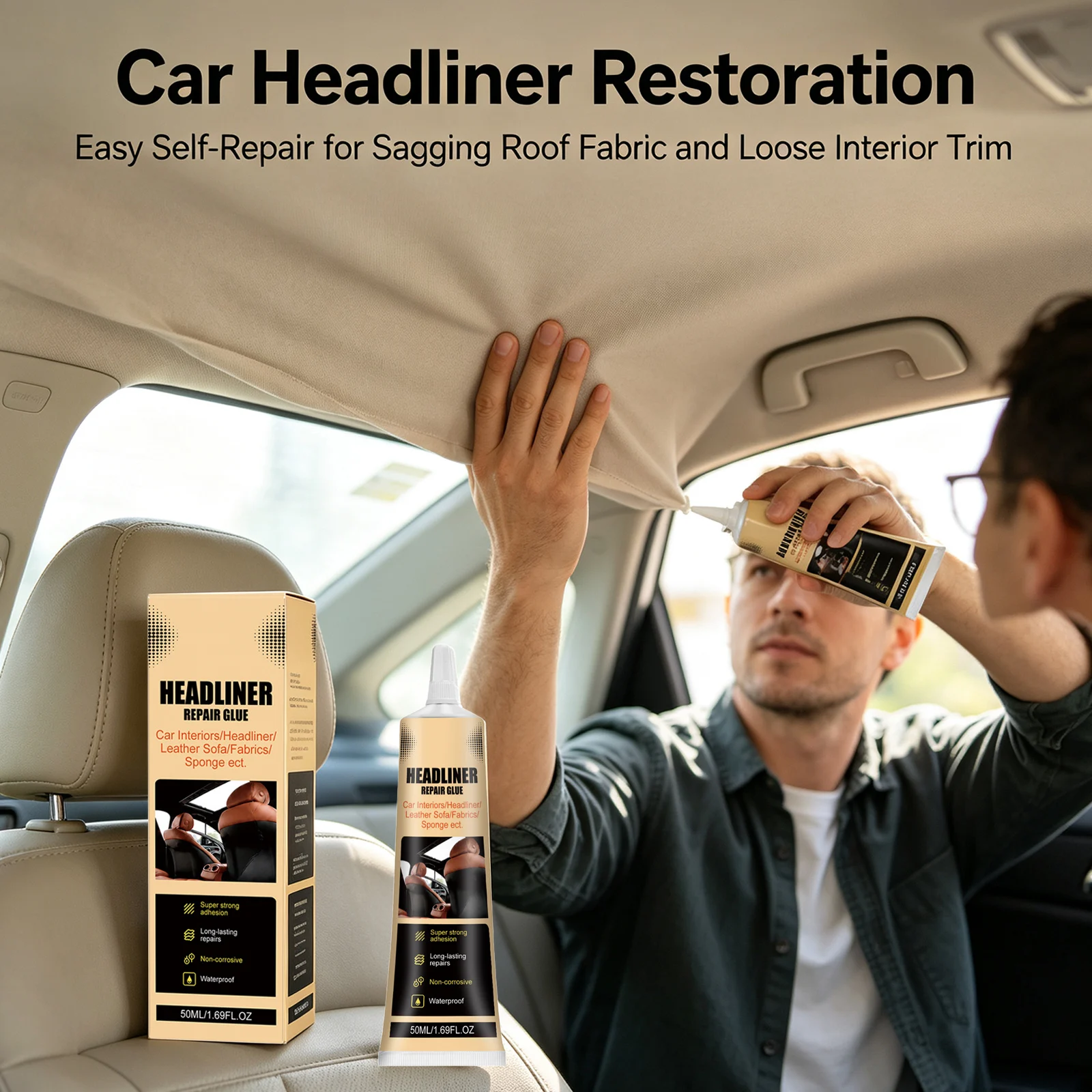 Fabric Glue Bond - Car Headliner Repair Adhesive Repairing Sagging