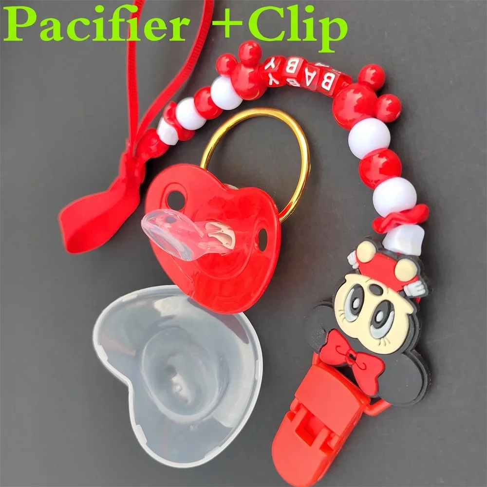 2024 Baby Pacifier Clip Christmas Mickey Minnie Print Baby pacifier Luxury baby Pacifier Baby Shower Gift Silicone toddler teeth