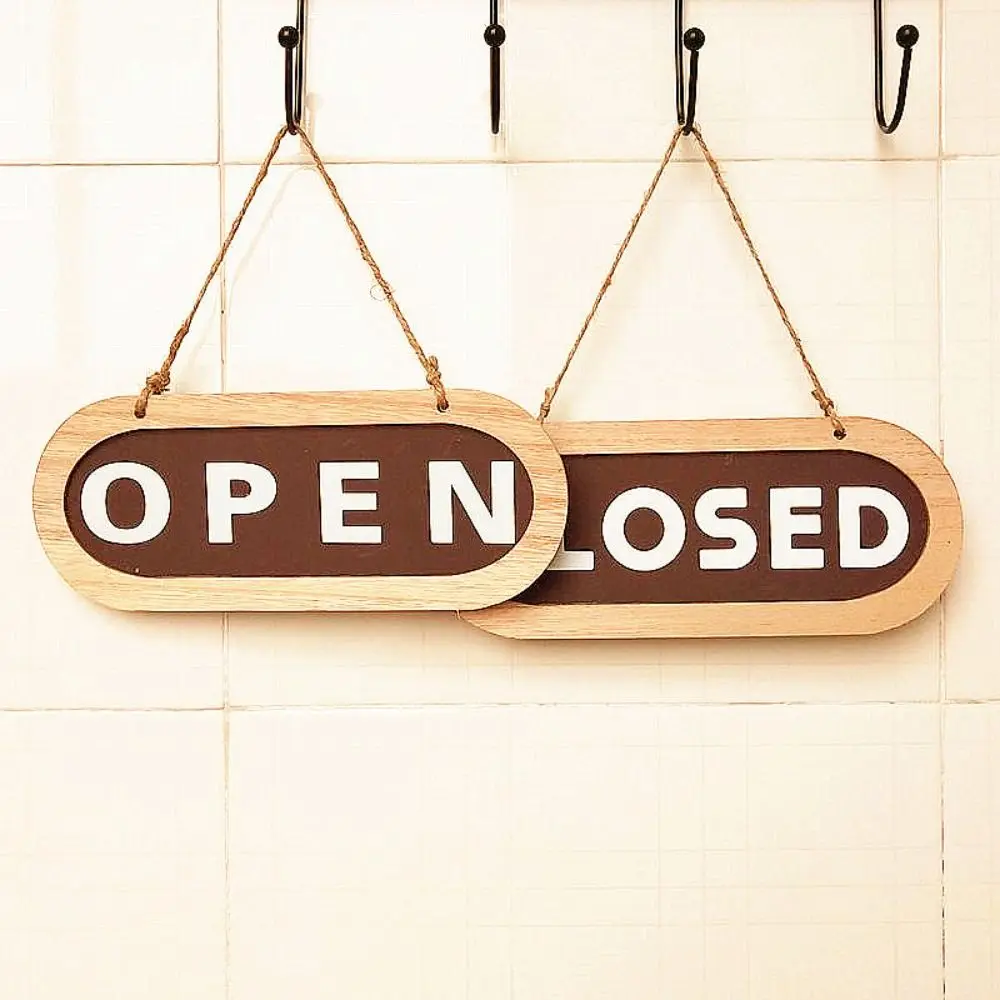 Wooden Double Sided Door Sign OPEN/CLOZED Rope Hanging Store Closed Board Smooth Surface Durable Door Hanging Tag Shop Use