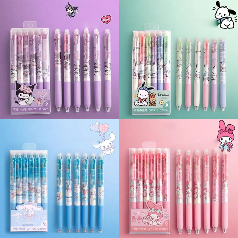 

30 pcs/lot Sanrio Pochacco Kuromi Cinnamoroll Erasable Gel Pen Cute 0.5mm Blue Ink Neutral Pens Promotional Gift School Supplies