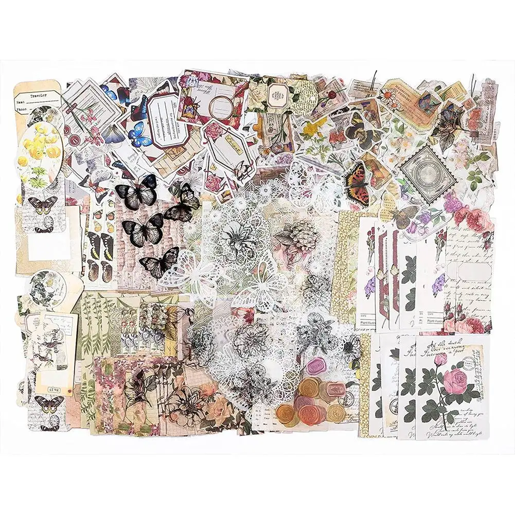 A44I-260 Piece Ephemera Set, Vintage Scrapbooking Supplies Pack, Vintage Paper And Paper Stickers, Art Craft Gifts, Letters