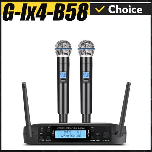 Imagen 1 del producto Nuevo G-LX4 B58 G58 micrófono inalámbrico profesional UHF recargable puesta en escena discurso KTV sonido antirrobo cabeza GLX58