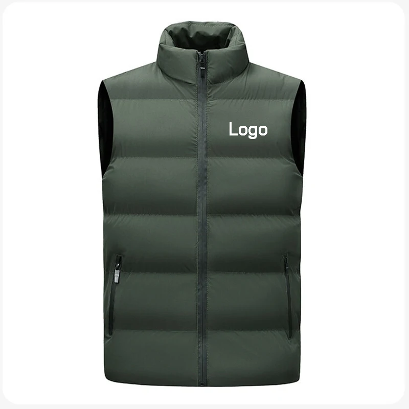 Chaleco sin mangas personalizado con cremallera para hombre, diseño de moda y personalidad, abrigo de invierno cortavientos para mujer, chaleco con cuello alto