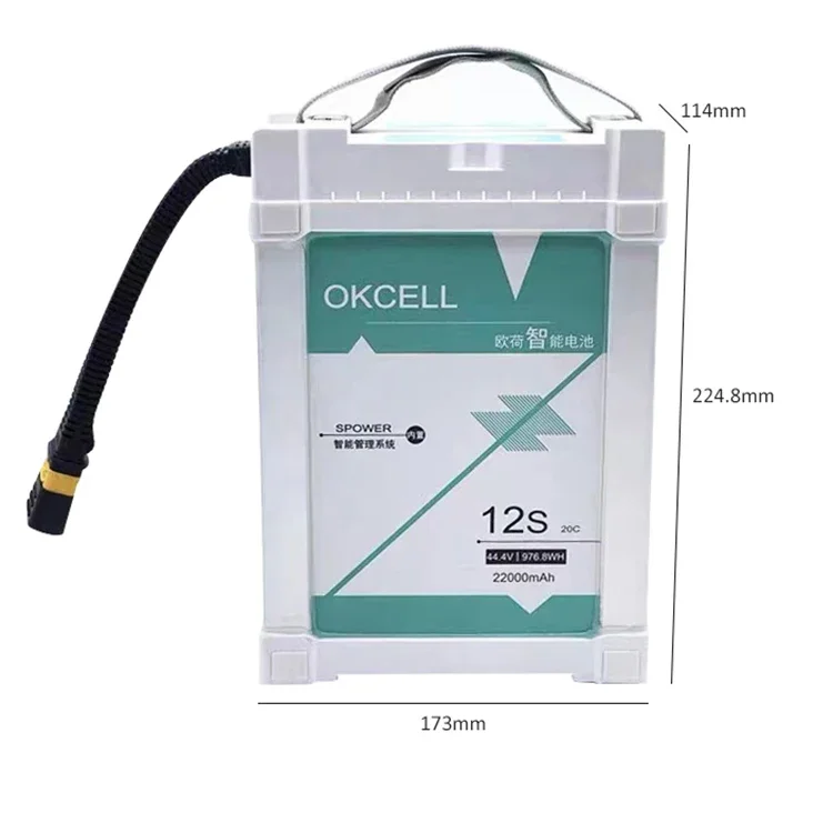 Original OKCELL 44.4V 12S LIPO battery 16000mah 22000mah 20C smart Battery for  flight