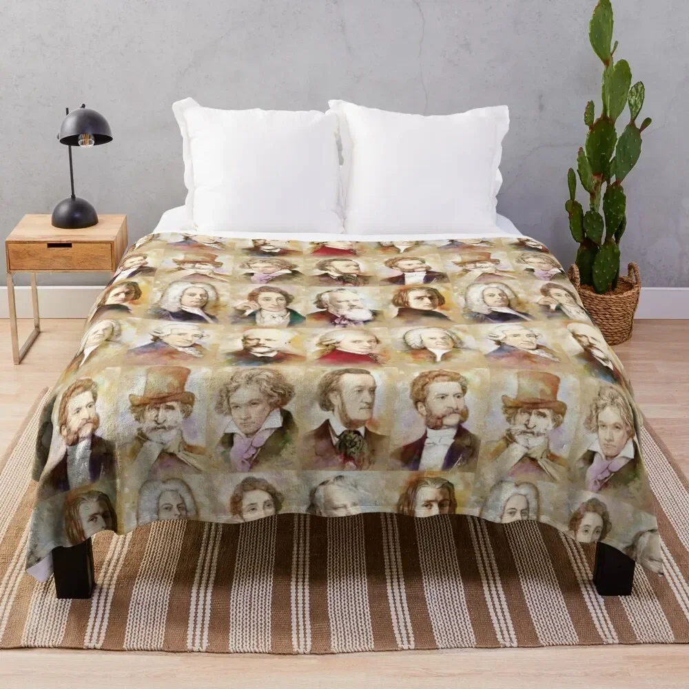 Composers: Mozart, Bach, Beethoven and more Throw Blanket heavy to sleep warm for winter Shaggy Blankets