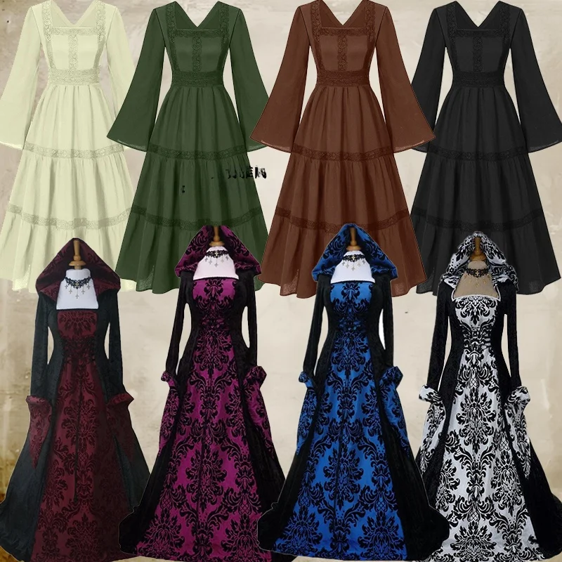 European Sle Retro Long Skirt loween Cosplay Costume Queen Or King Stage Performance Outfit Healthy Fabric Ladies Dr