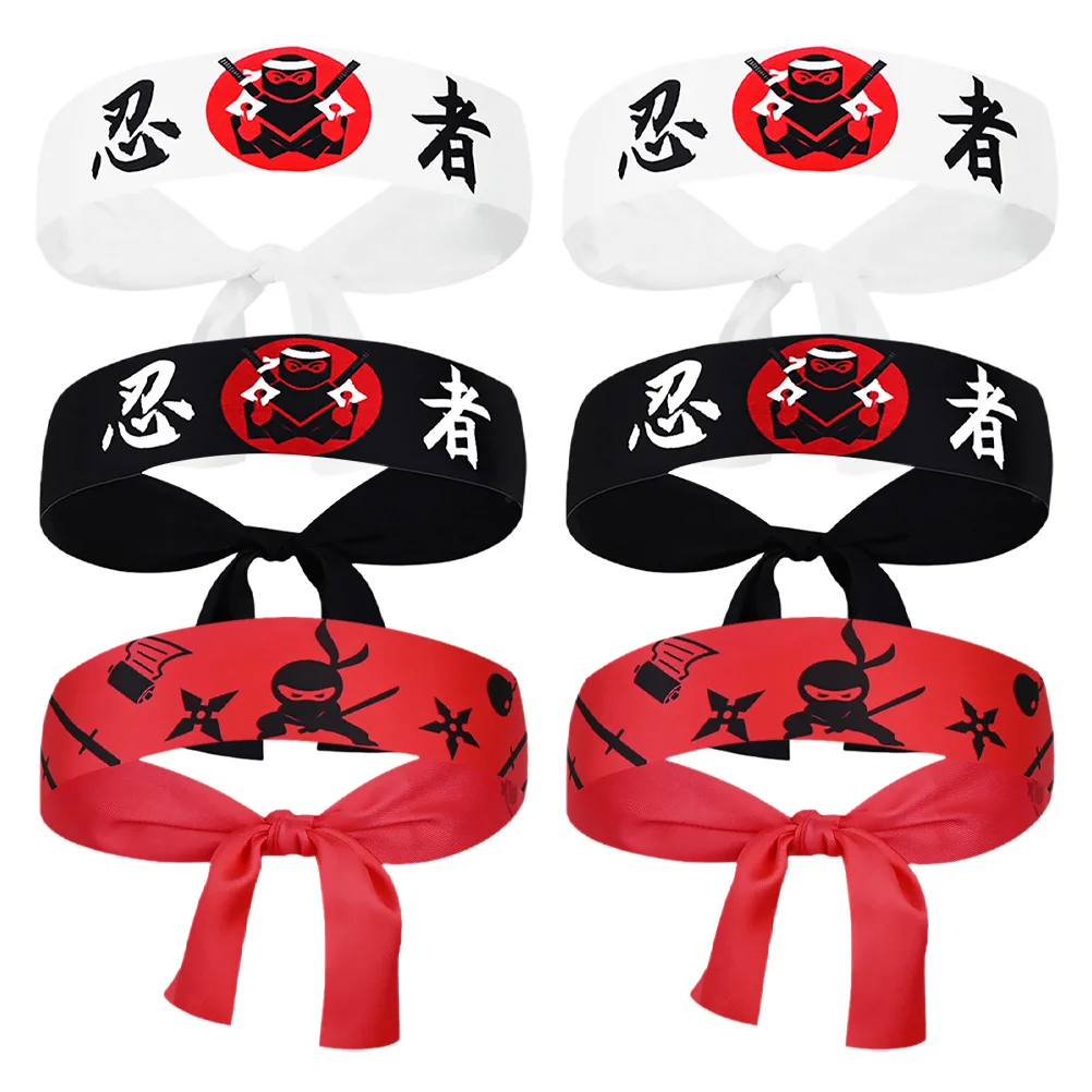

6Pcs Japanese Headband Karate Headbands for Men Chef Cooking Karate Training Sushi Party Accessories Tie Headbands for Men