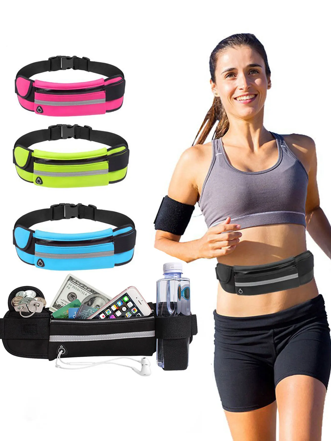 Lauf-Handytasche für die Taille, Outdoor-Fitness-Aufbewahrungstasche, Sport-Gürteltasche, Handytasche aus Tauchmaterial – Detail 1