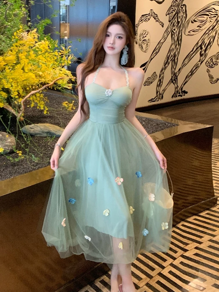 

Ele Fairylike с открытыми плечами, кружевное длинное платье с цветочным принтом, сексуальная пышная юбка с завязками на талии, летнее платье Vaion Pure Desire Sle