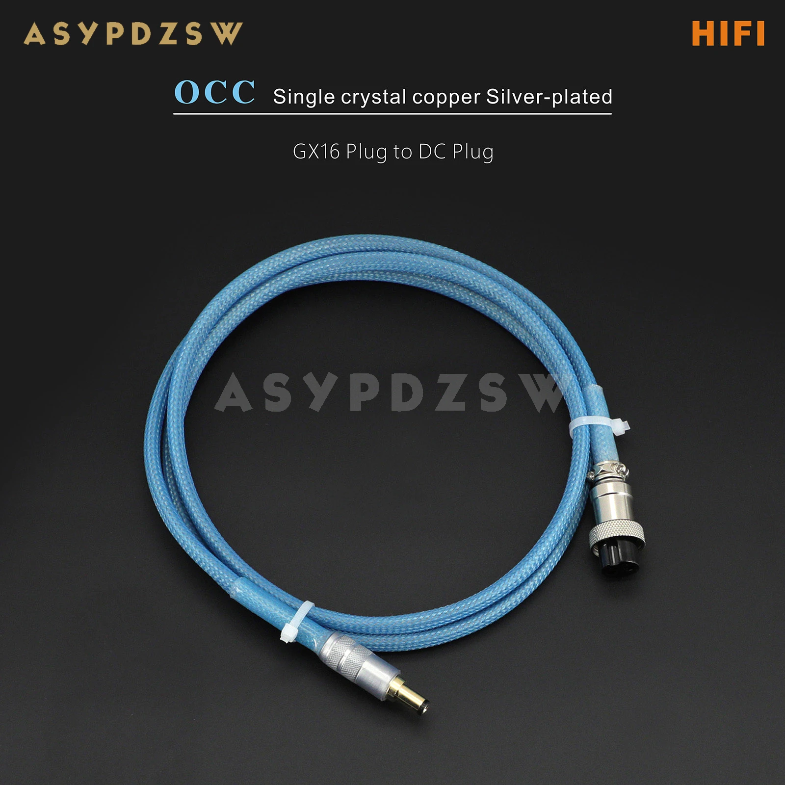 

1.2M HIFI OCC Single crystal copper Silver-plated LPS Cable GX16-2 PIN Plug to DC 3515/4017/5521/5525 Plug PSU Cable