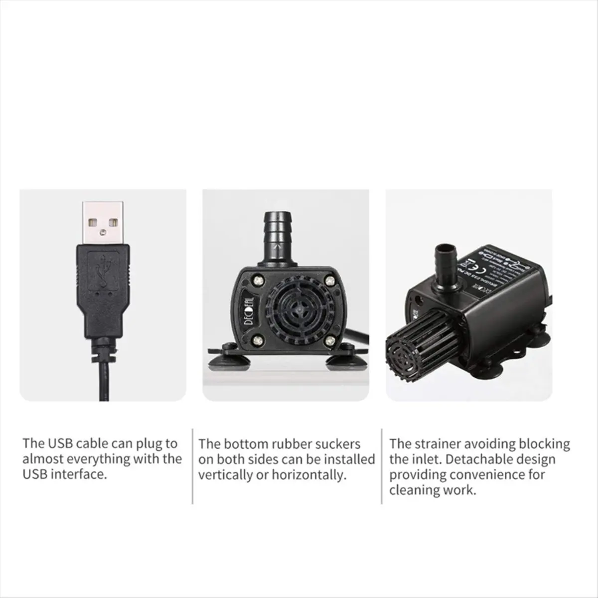 Punctual- USB Water Pump with Strainer Ultra-Quiet Mini DC5V Micro-Brushless Water Pump Waterproof Submersible Fountain Pump