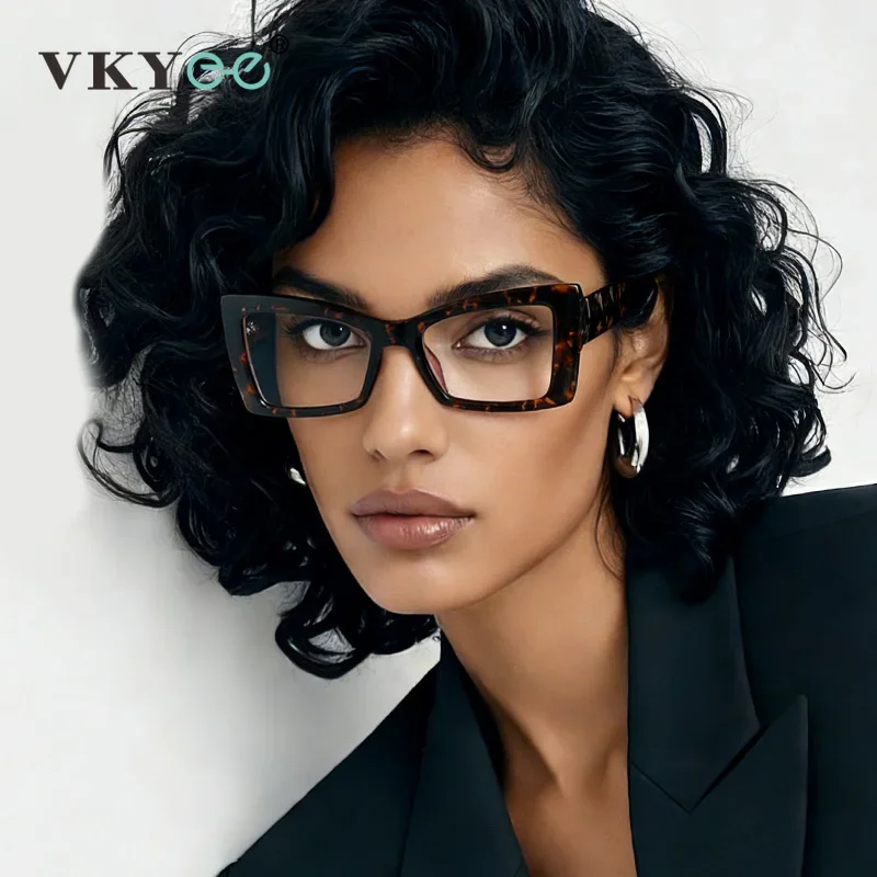 Guvina Geometric Square Thick Frames Design Women's Blue Light Blocking Reading Glasses Photochromic Customizable Prescription
