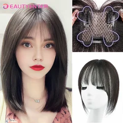 Synthetic Topper Hairpiece False Air Bang Clip-In Bangs Extension Natural Fake Fringe Invisible Clourse Hairpiece for Women