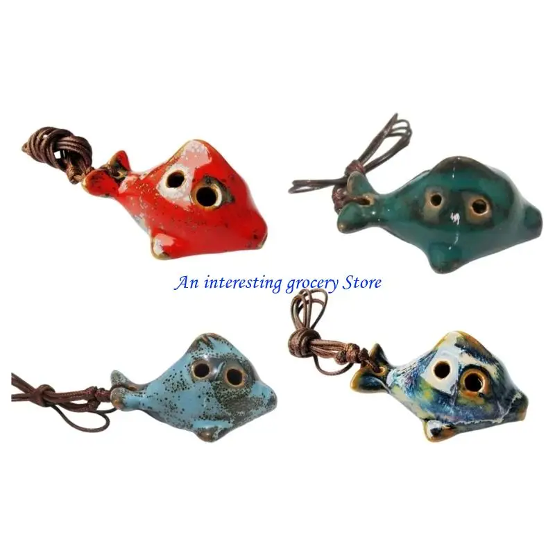 652D Unique Crackle Glaze Ceramic Flute 6 Hole Easy Learning C Tune Mini Instrument