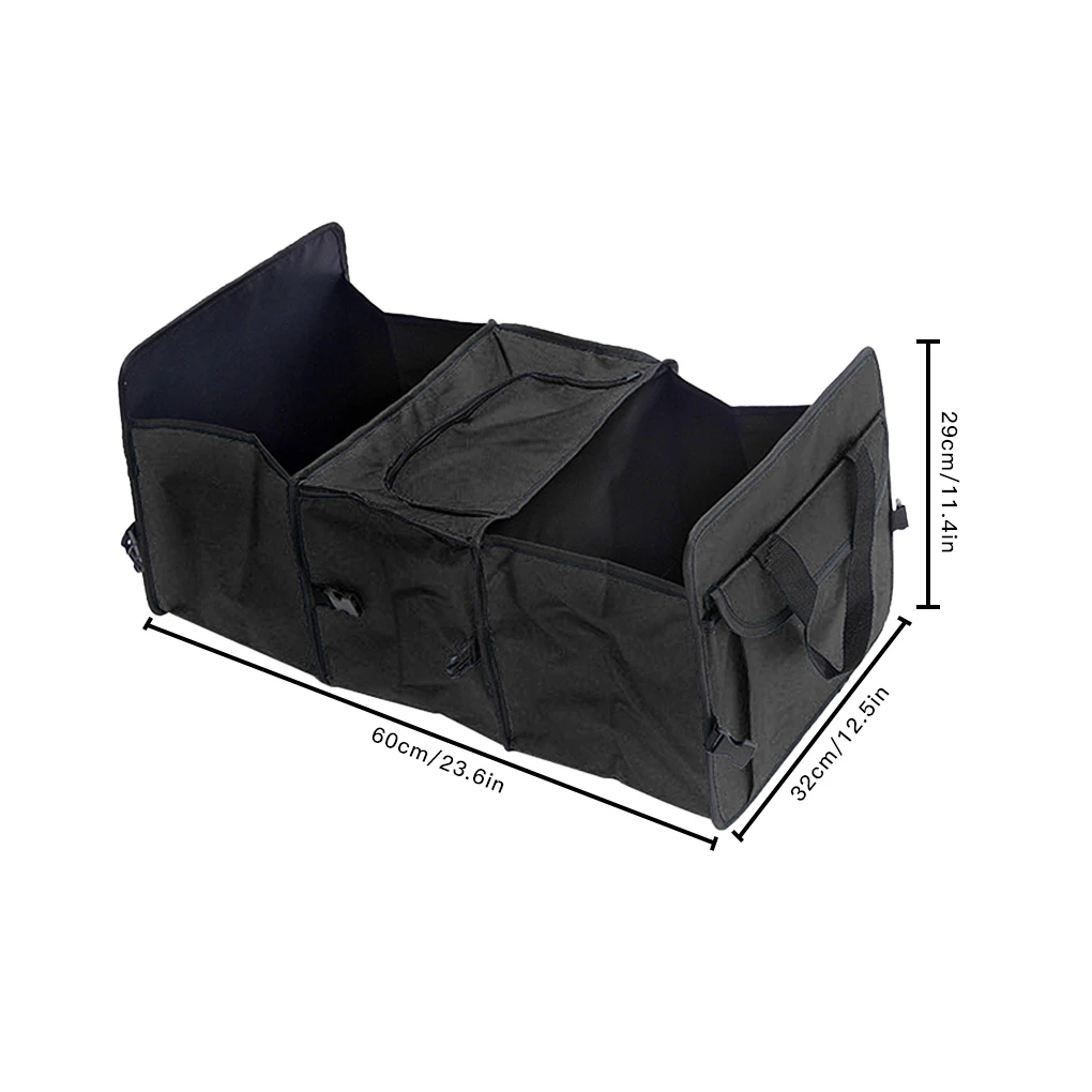 พับรถ Trunk สวมใส่กล่องเก็บกันน้ํา Auto Organizer Solid Storage กระเป๋าสีดํา