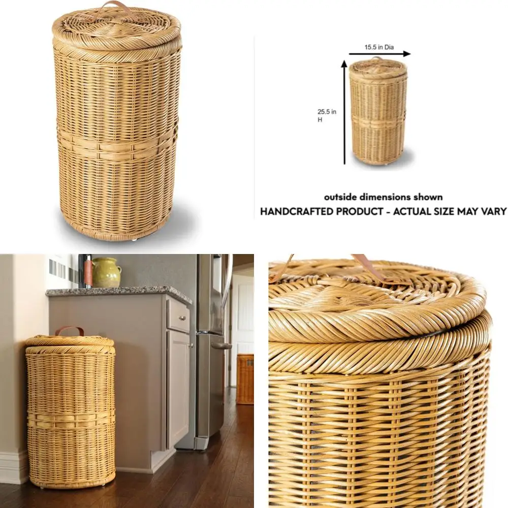 

Большой плетеный мусорный бак из песчаника с металлическим вкладышем — диаметр 15,5 x высота 25,5 дюймов.