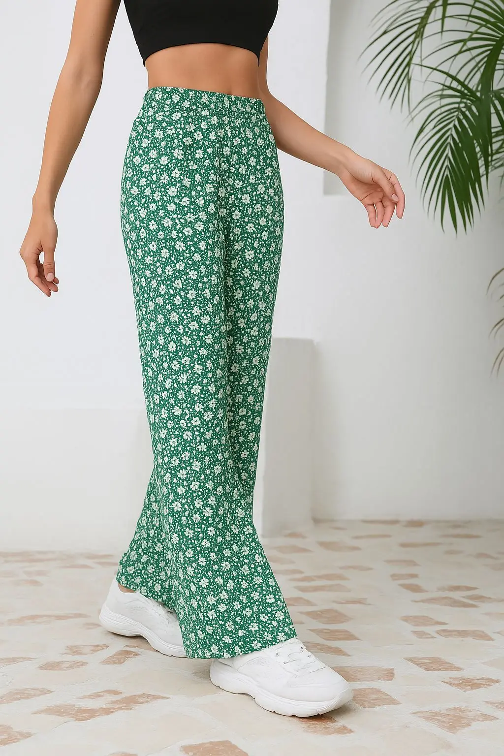 

Casual Floral Low-waist Trousers Fashion Printed Loose Wide-leg Pants Women Commuting All-match Outdoor Summer Straight Pants