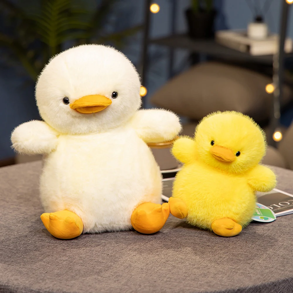 Peluche de Pato Amarillo Esponjoso, Juguete de Peluche Kawaii, Animal de Granja de Peluche, Pato Blanco, Muñecos Suaves, Regalos para Abrazar, Regalos de Peluche Blandos para el Día de Pascua