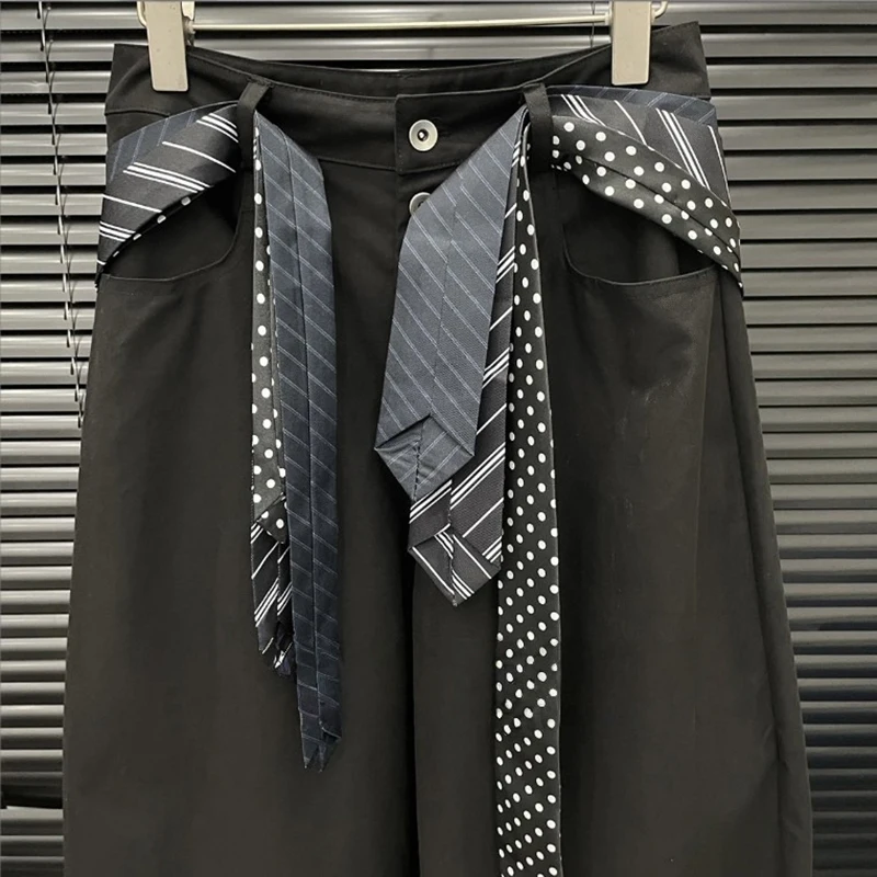 REDDACHiC Elegant Suit Pants Black Multi Buttons Wide Leg Casual Trousers Dressy Women Clothing Tie Belts Decor Design Pants