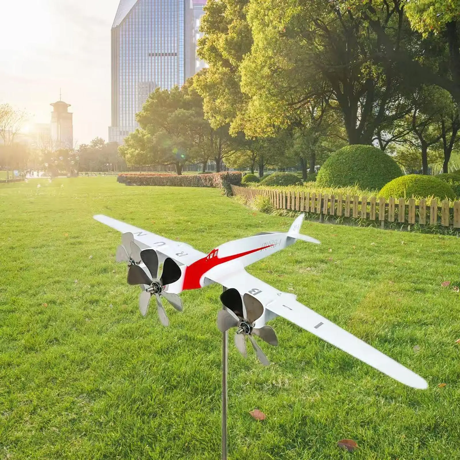 Airplane Wind Sculpture Spinner Home Decoration Collection Sturdy Modern Wind Power Metal for Home Porch Yard Lawn Decoration