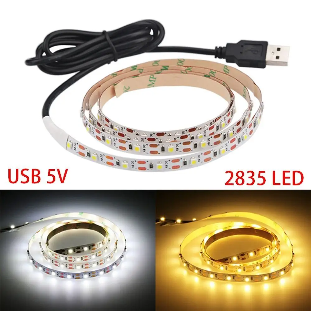 1Pcs Waterproof DC 5V LED String Light Lighting Tape 1-5m USB Strip Lamp White Warm White Home Decor SMD 2835 LED TV Background