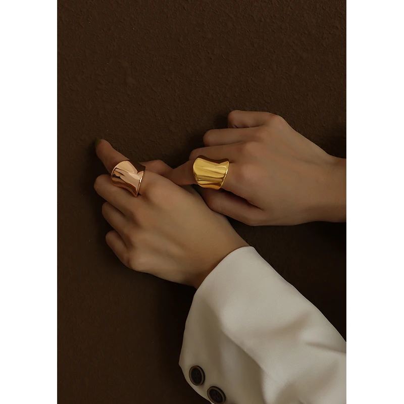 Geometric Arc Irregular Ring Stainless Steel Women's Personality Ring Fashion Jewelry Trending Products