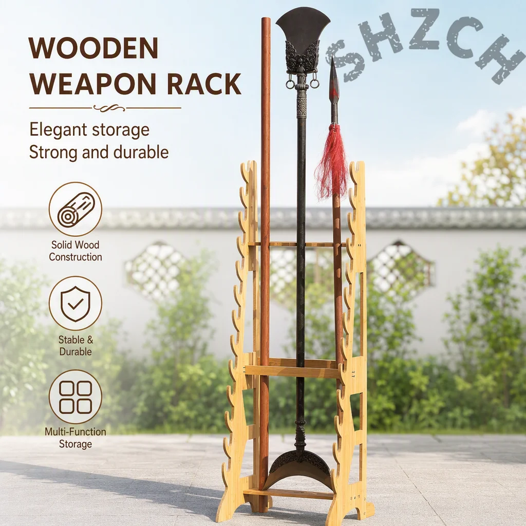 support-vertical-pour-epees-en-bois-massif-avec-18-bras-pour-l'entrainement-aux-arts-martiaux-presentoir-pour-bambou-et-armes-a-manches-longues