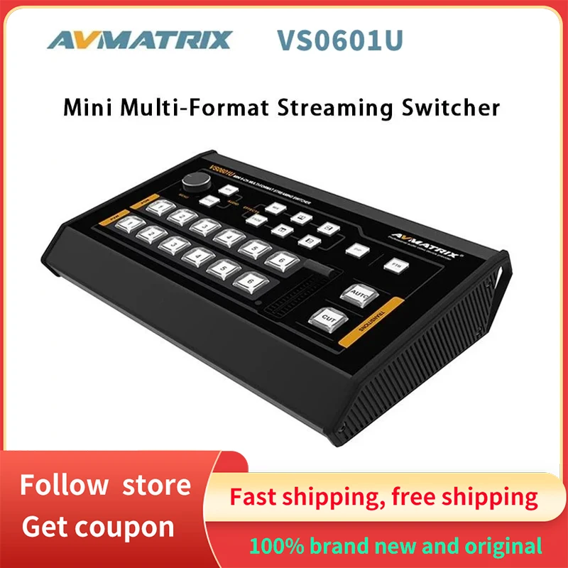 

AVMATRIX VS0601U 6CH 2×HDMI 4×SDI Inputs USB Type-C Output and GPIO Interface Mini Multi-Format Streaming Video Switcher