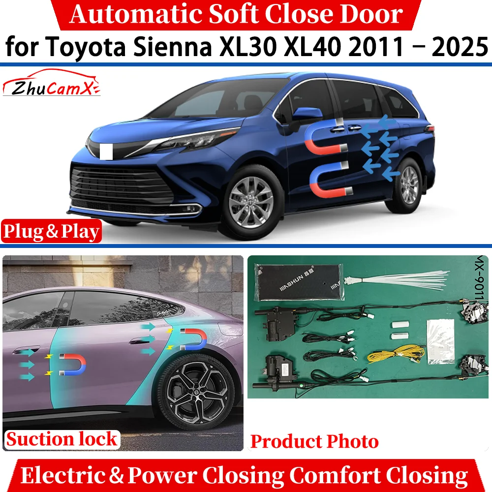 

for Toyota Sienna XL30 XL40 2011–2025 Automatic Soft Close Door Electric Power Comfort Closing Suction lock Quiet System