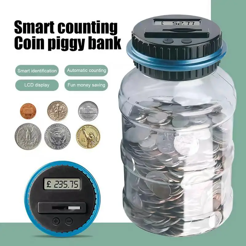 

GBP/Dollar/Euro Piggy Bank Counter Coin Electronic Digital LCD Counting Coin Money Saving Box Jar Coin Storage Box Container