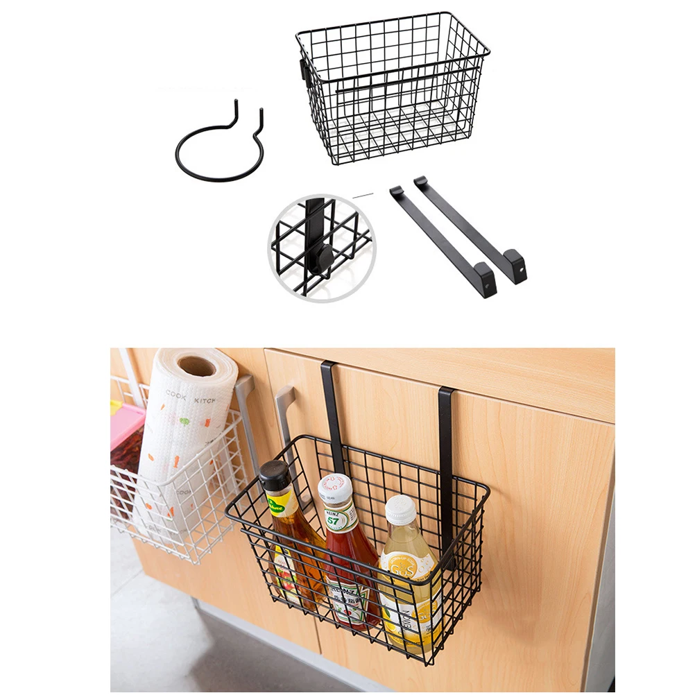 

Hair Dryer Rack Kitchen Storage ganizer Hanging Basket Holder Multifunctional Iron Easy Install 25cm Cupboard Door Fit