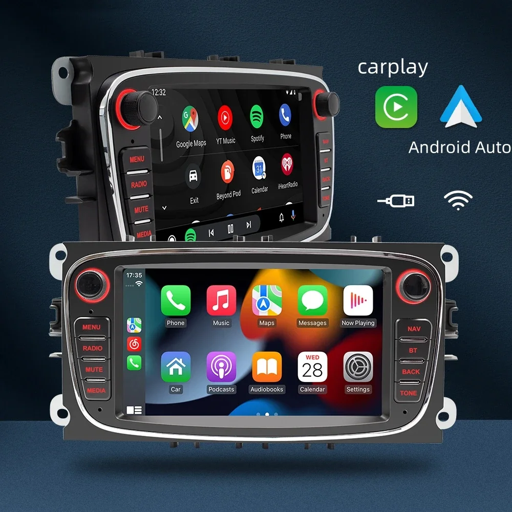 2 Din Android Radio WiFi 4G LTE lettore Video multimediale per auto per Ford Focus Mondeo C-MAX S-MAX Galaxy II Kuga Carplay unità principale