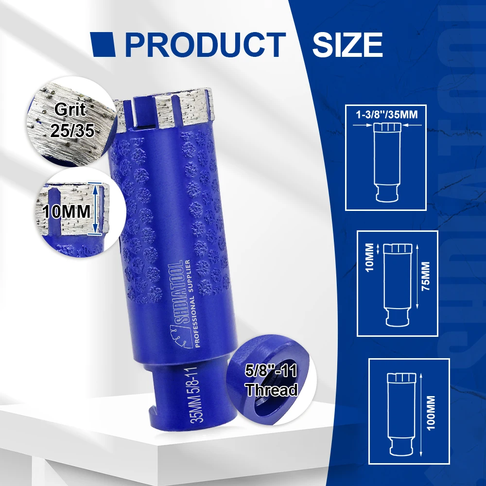 SHDIATOOL 1pc 35mm Diamond Drill Bits 5/8\