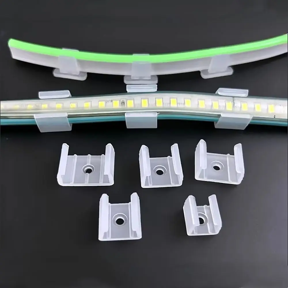 100Pcs 220V Flexible COB LED Strip Fixed Clips Plastic Lamp Holder Fitting 8-20mm 5050/5730/2835 Light Mounting Buckle