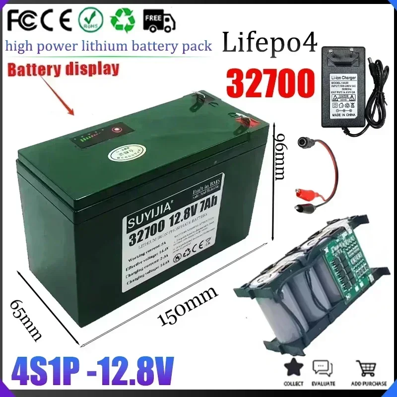 Lifepo4 32700 4S1P Battery Pack with 12.8V 7Ah 4S 7AH BMS Balanced for Electric Boat Sprayers and Uninterruptible Power Supplies