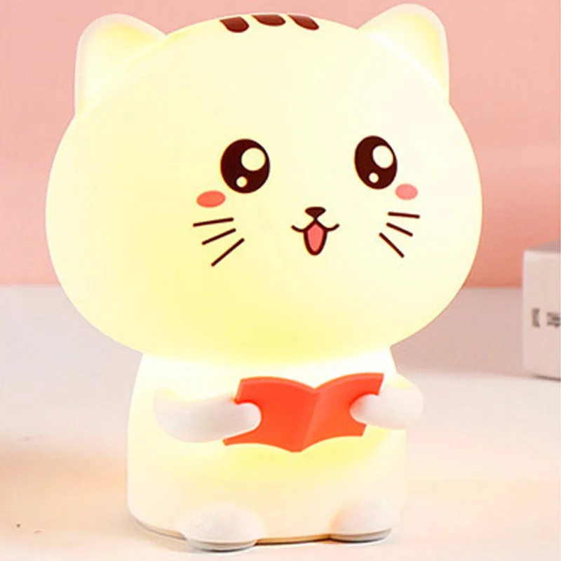 Colorful Life Cute Cat Silicone Lamp Remote Control Children\'s Night Light Room Decoration Kids Adults Holiday Gift