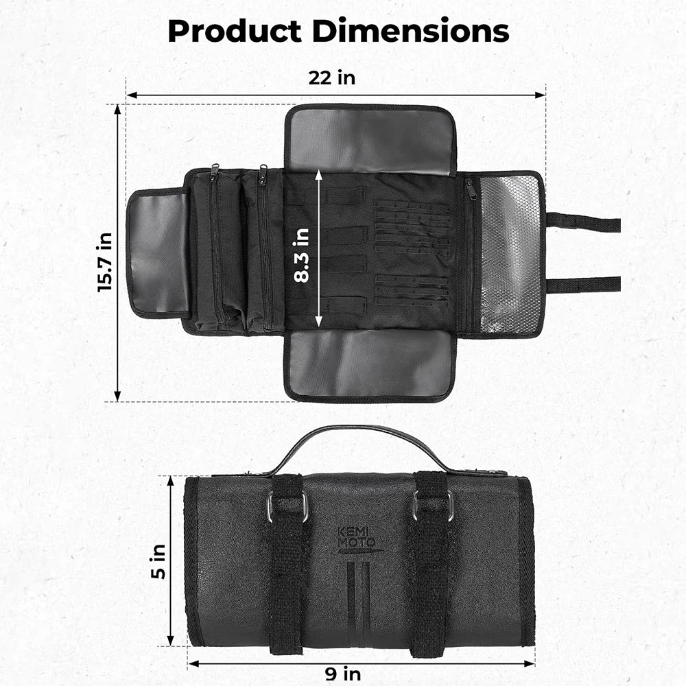 Bolsas de herramientas para motocicleta, bolsa de cuero para manillar de horquilla delantera de motocicleta, bolsa de almacenamiento de herramientas enrolladas, bolsa organizadora de herramientas para motocicleta