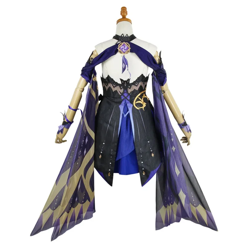 2025 Costumi di impatto del gioco Genshin Ke Qing Nuova pelle Keqing Coda di cavallo Parrucche Misto Viola Cosplay