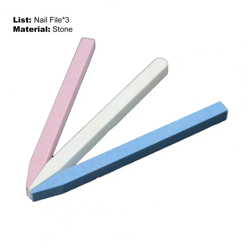 3Pcs Nail File Easy to Use Lightweight Stone Nail Art Sanding File Kit Nail Buffer Polishing File for Female