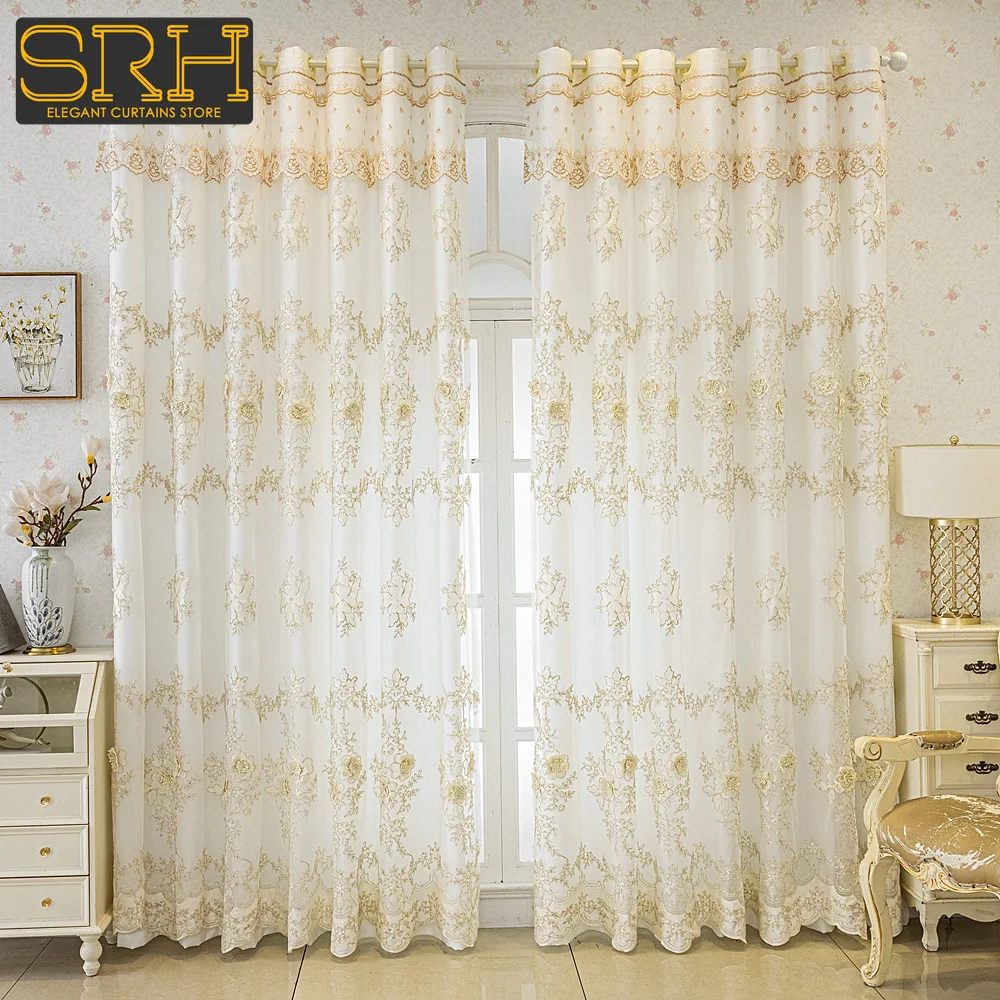 

High-end Embossed Embroidered Curtains Double-layered Light-impermeable Living Room Bedroom Decor blackout Lace Tulle home new