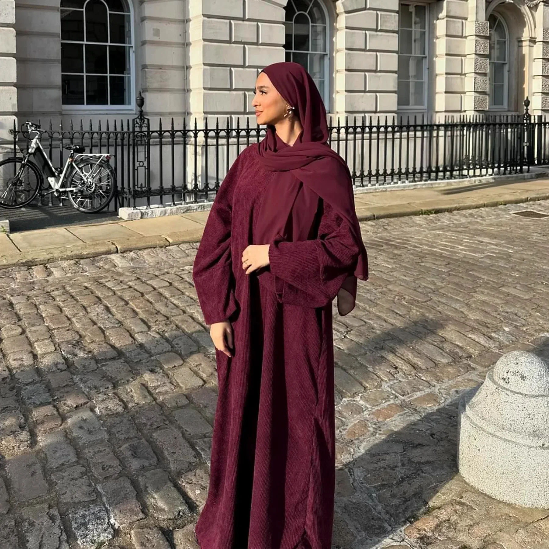 

Corduroy Closed Abaya Winter Warm Muslim Dress Abayas for Women Dubai Luxury Turkish Dresses Islamic Clothing Kaftan Hijab Robe