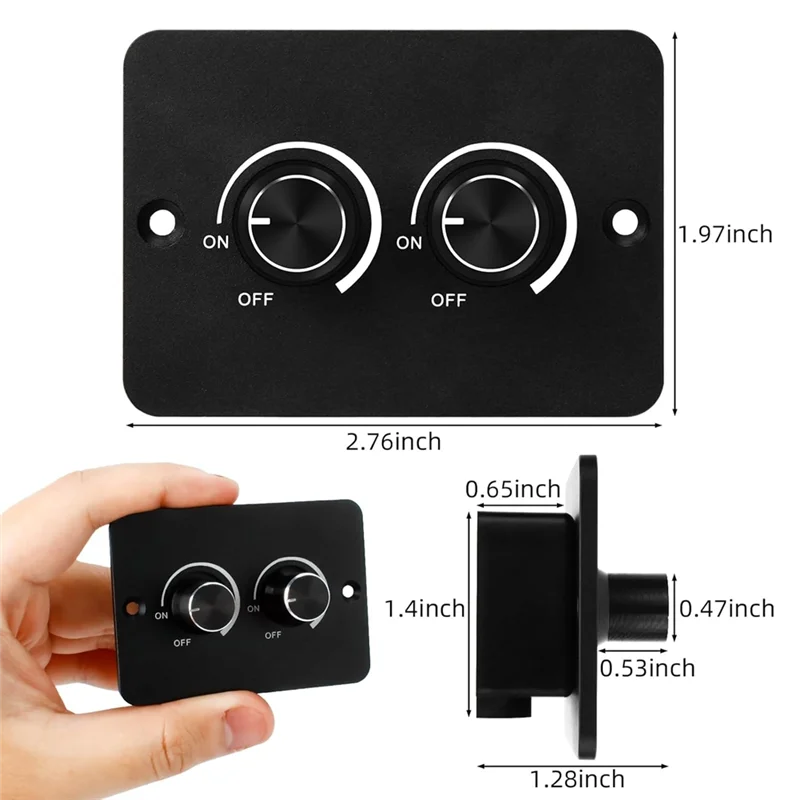 AB56-For Travel Trailers,Marine Camper Van,Trucks, DC 12V 2 Gang PWM RV LED Dimmer Switch