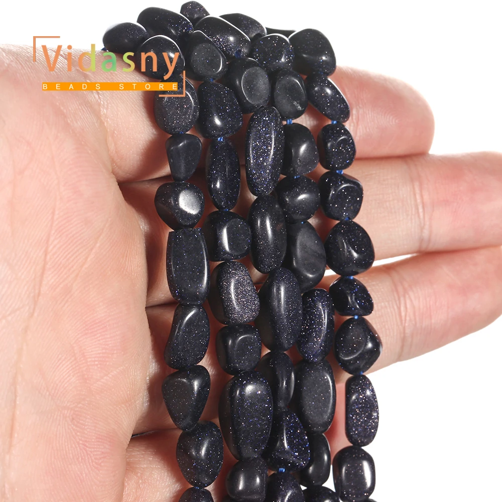 8-10mm Natürlicher Blauer Sandstein Unregelmäßige Ovale Lose Perlen für Schmuckherstellung DIY Armbänder Zubehör – Detail 5