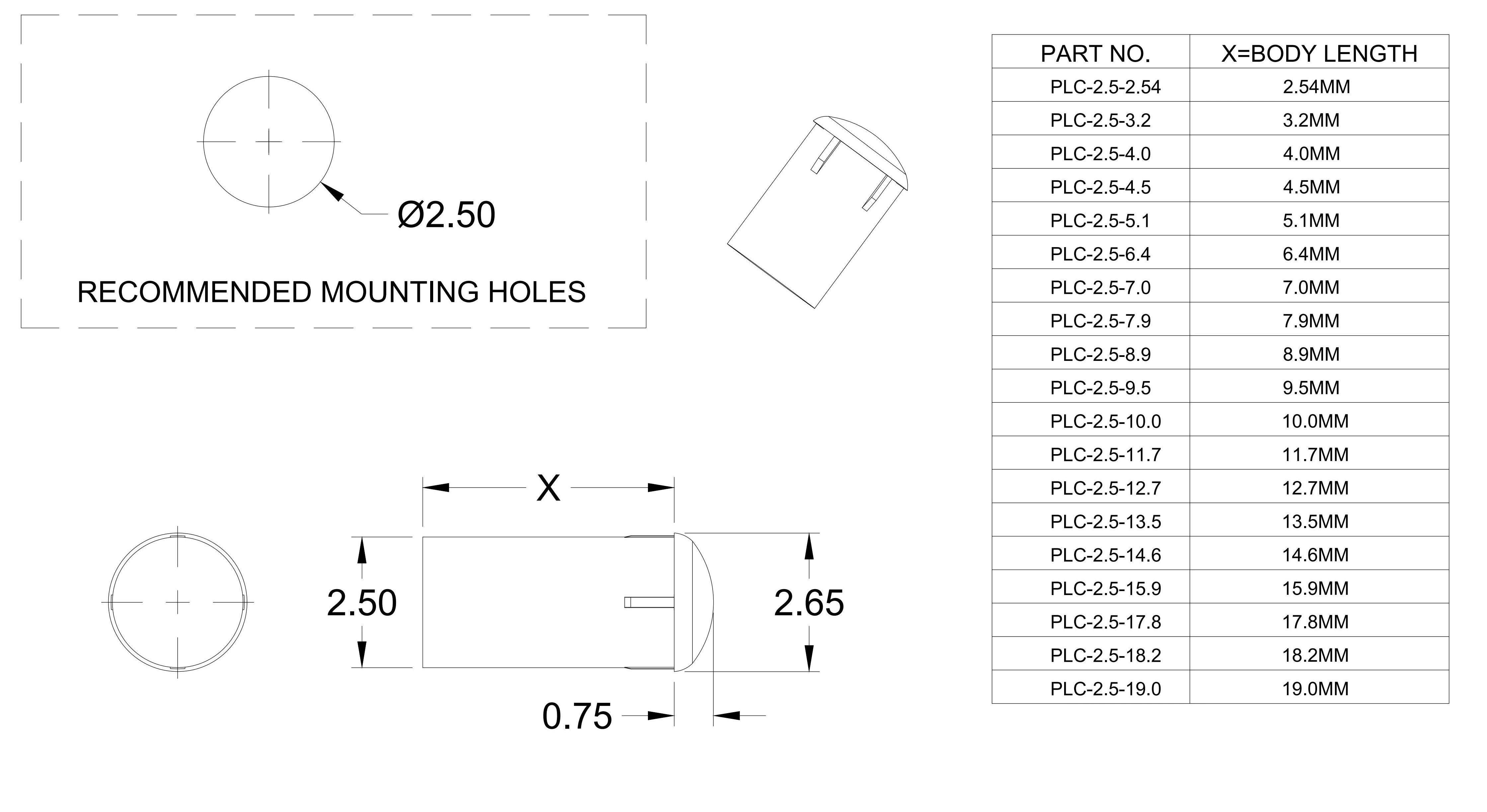 300pcs 2.5MM Light Guide Transparent RoHS Plastic Led Light Pipe PLC-2.5-15.9