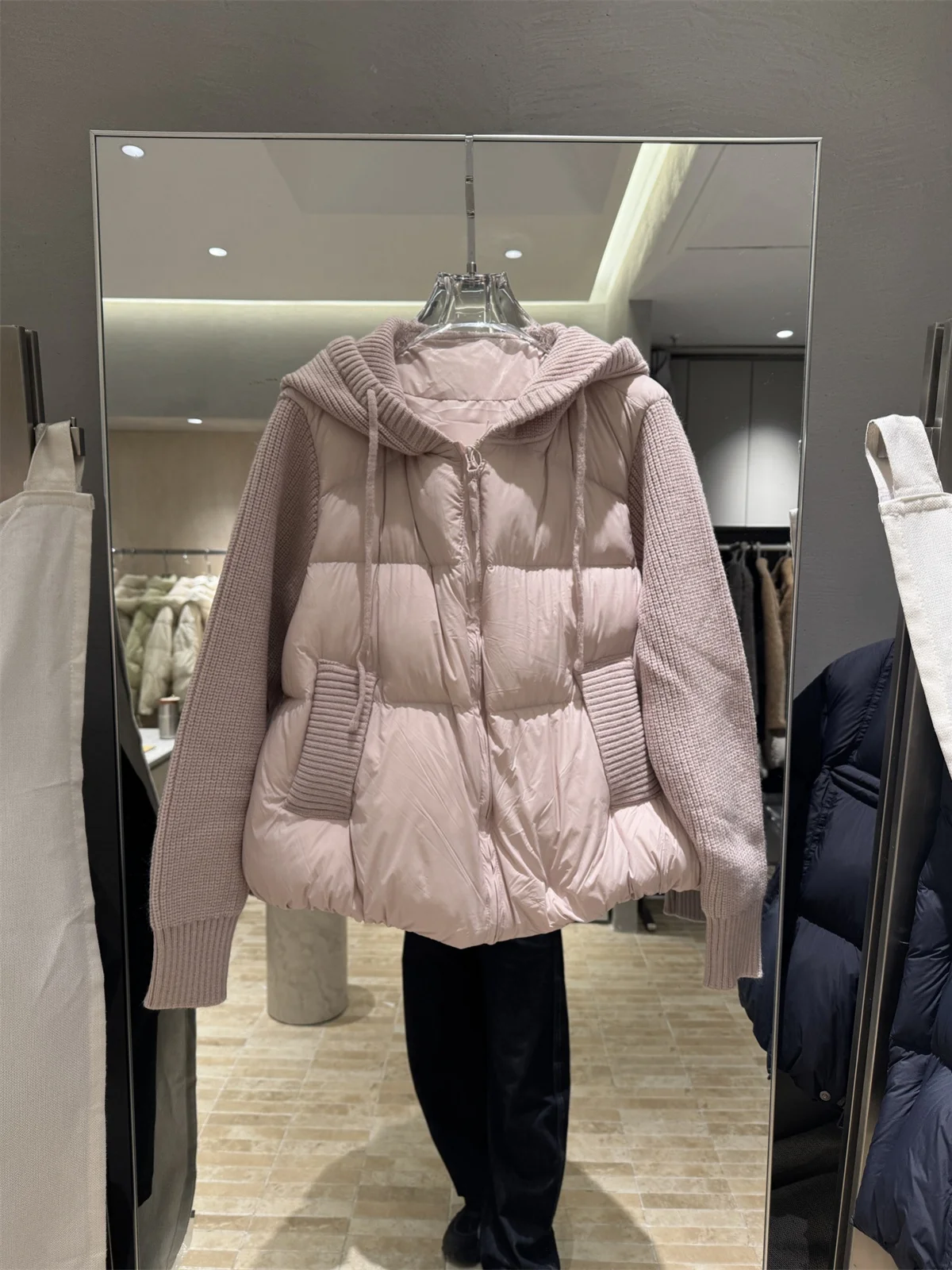 

Korean Sle Soft Pink Knitted Hooded Jaet Casual Cotton Coat ex Autumn Winter Faionable Versatile Top Zipper Closure...