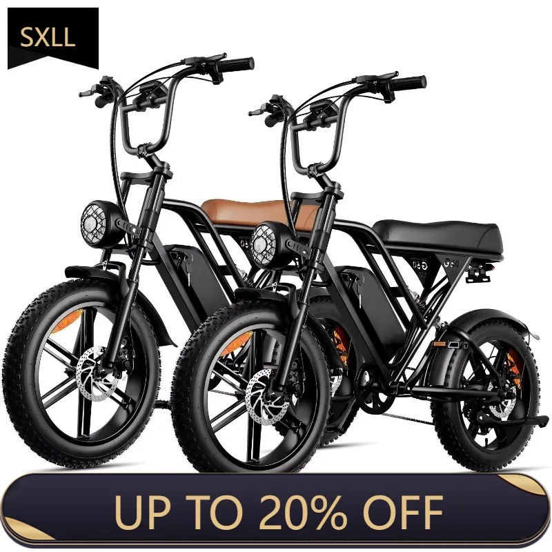 

SXLL 1000 watt black electric bicycle with removable 15ah battery, suitable for adults with large fat tires with a maximum load