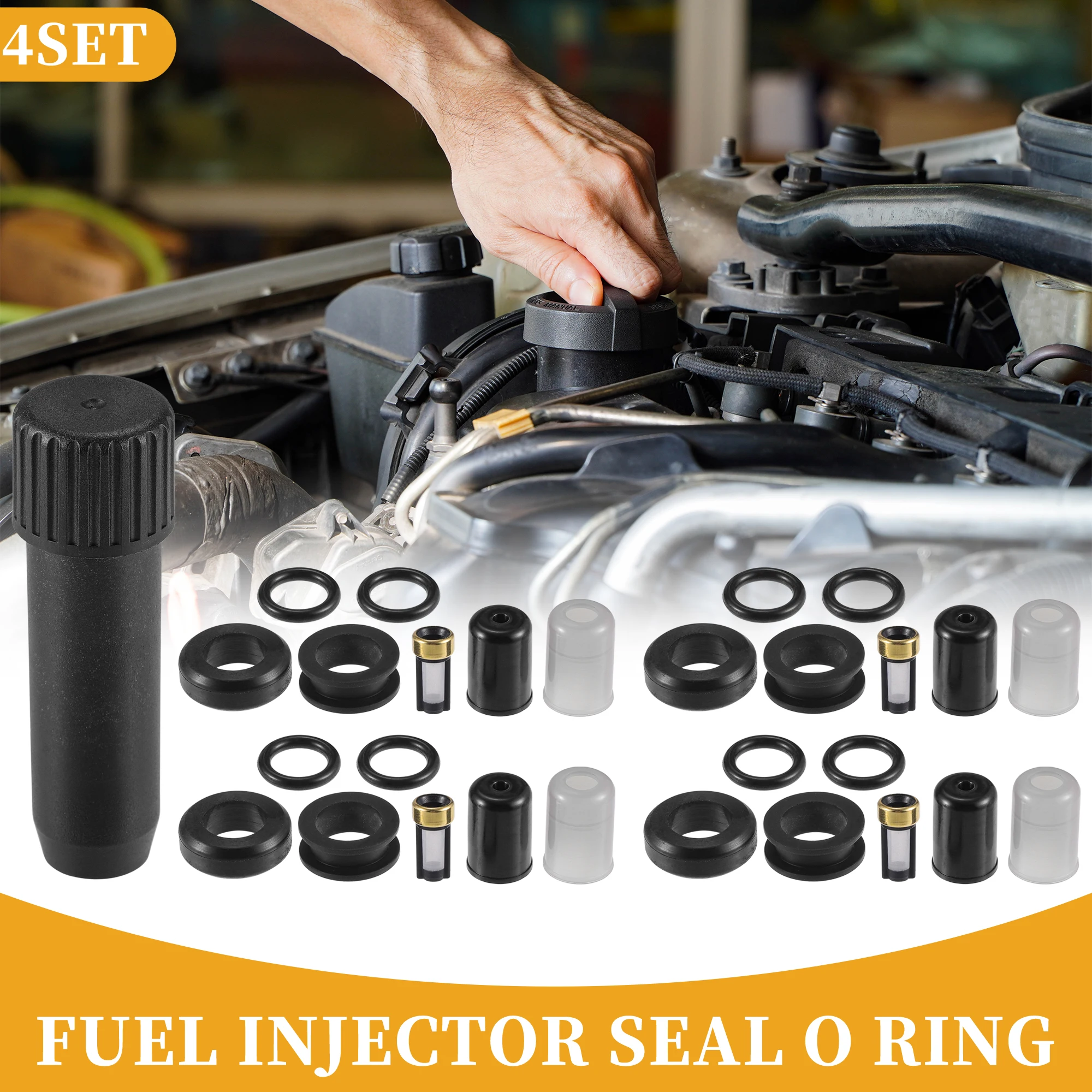 UXCELL Fuel Injector Seal O Ring for Toyota 22RE NBR Rubber Black 4 Sets