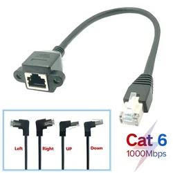 Cat6 Ethernet Extension Cable RJ45 90 Degree Right Angle Cat 6 Male to Female Ethernet Lan Network Cable Adapter for PC Laptop