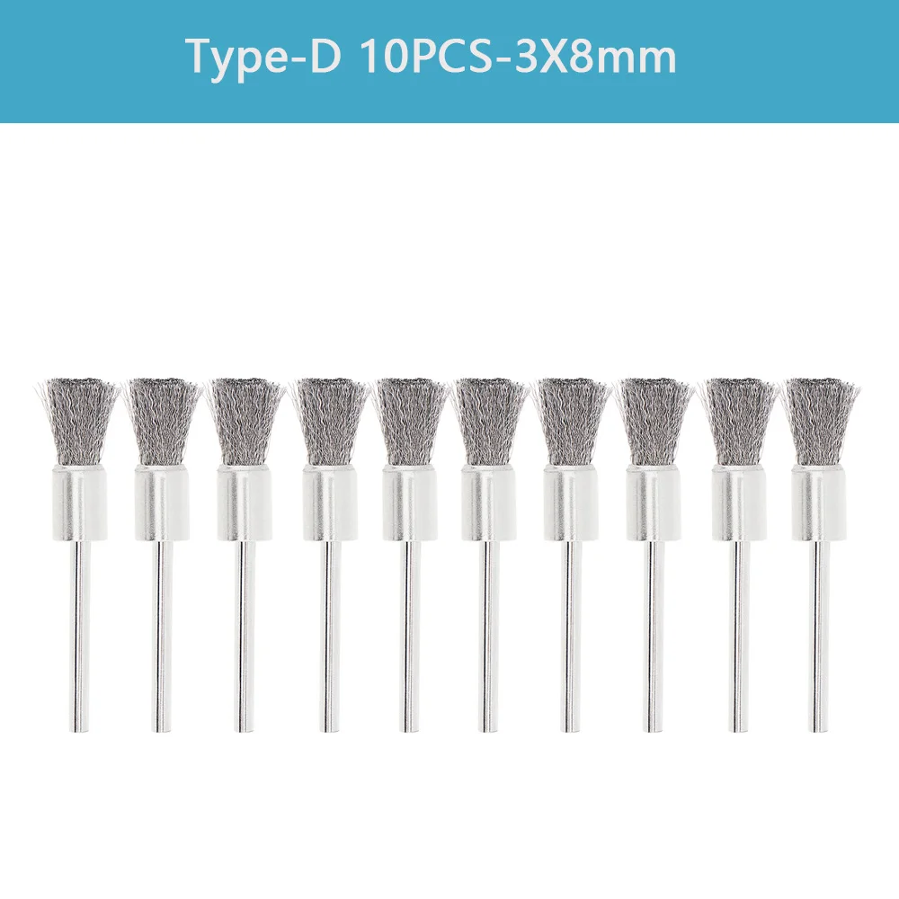 10/45 stücke 3mm Poliers cheibe Bürsten schaft Stahldraht bürsten Set Rotations werkzeuge Mini-Bohr werkzeuge Entgraten Polieren Reinigungs bürste